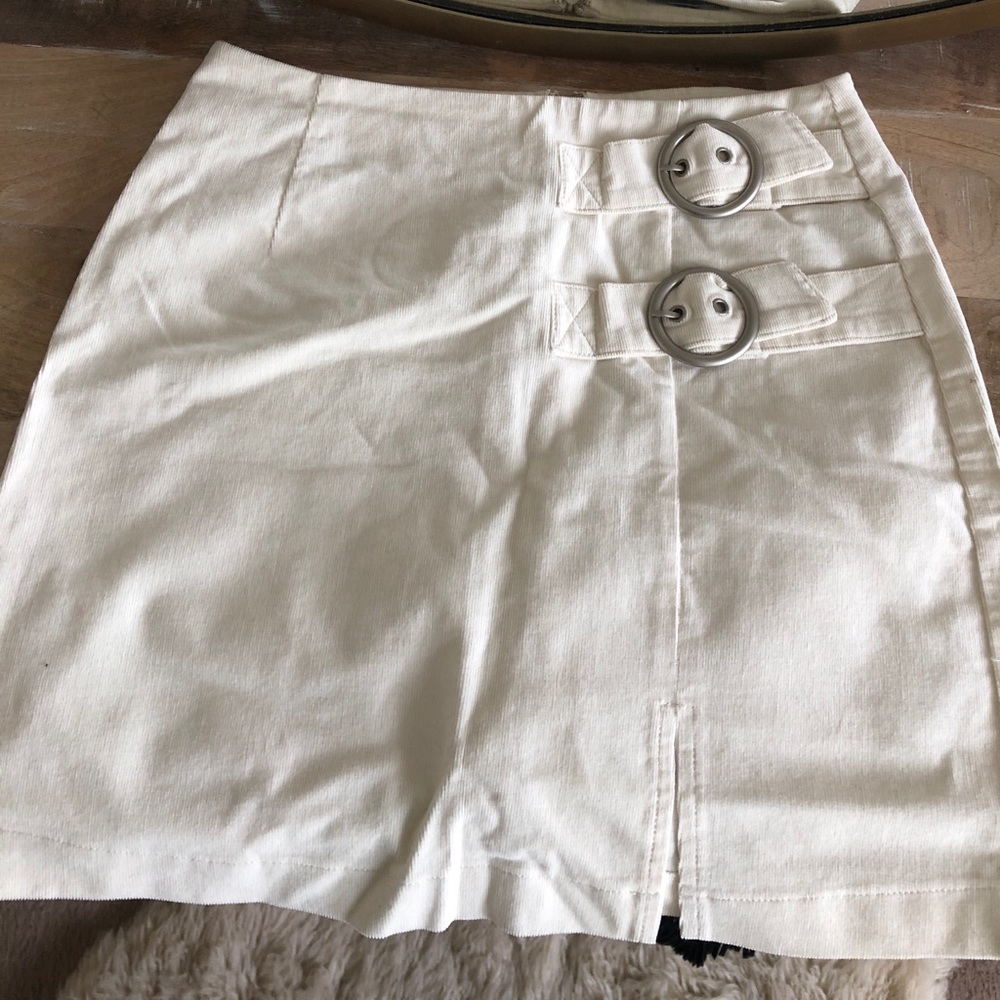 Corduroy White Fall Skirt